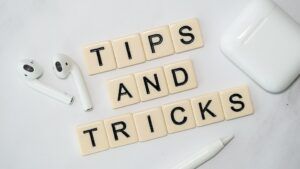Blocks spelling Tips and Tricks on a White Desk