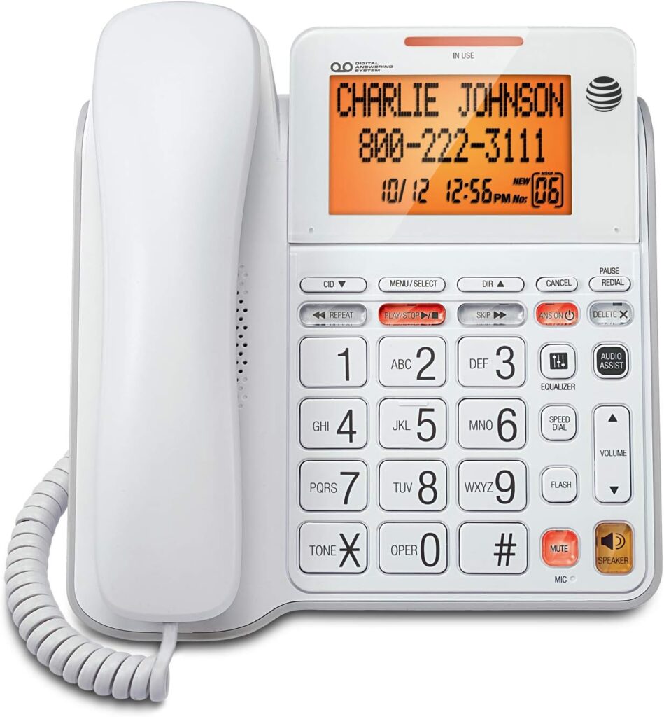 Easy To Use Phones For Seniors - Peace of Mind Features 6 AT_T ATTL7612 ATT DECT 6.0 Corded Headset with Handset - Easy to Use Phones for Seniors