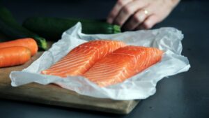 Salmon is a good source of healthy Omega-3 fatty acids