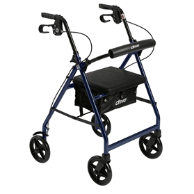 Drive Medical Folding Aluminum Rollator with Removable Back Support & Padded Seat - Walker vs Rollator