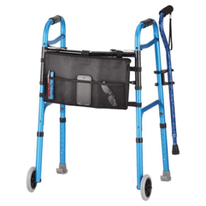 NOVA MEDICAL Designer Folding Walker Package with Cane and Accessories - The Foldable Standard Walker