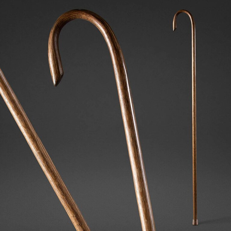 Brazos 58-Inch Free Form Oak Shepherds Crook Walking Stick - Wooden Crook Handle Canes