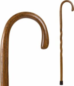 Brazos Twisted Oak Crook Neck Classic Wood Cane - Wooden Crook Handle Canes