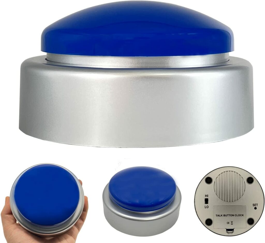 Bejamy Talking Alarm Clock for The Blind, Low Vision, Visual Impairment, Seniors & Elderly (Blue Button) - The Best Talking Products for the Visually Impaired