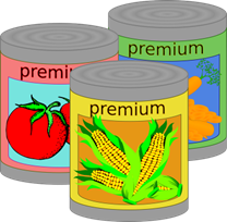 Tins of canned vegetables