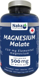 NAKA PLATINUM Magnesium Malate 250 Of Elemental Magnesium plus 500 mg of Malic Acid 