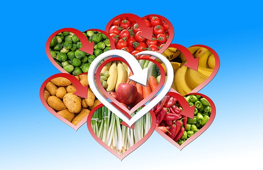 Heart Shapes Filled With Heart Healthy Foods