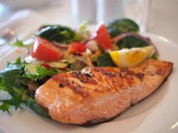 Cooked Salmon and Veggies on a Plate