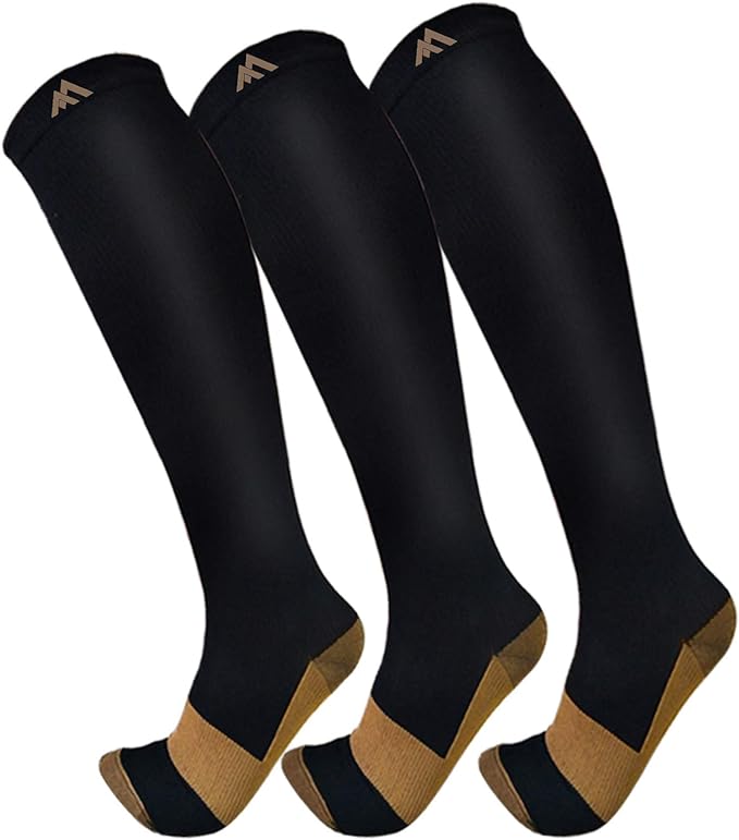 FUELMEFOOT Unisex Copper Compression Socks - Copper Fit Compression Socks for Men