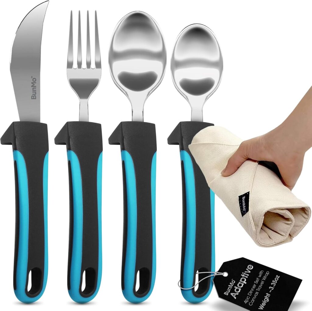 The Best Kitchen Safety Products for Seniors - Perfect Gifts 4 BUNMO Adaptive Utensils for Elderly-Arthritic Hands -4 Pieces - The Best Kitchen Safety Products for Seniors