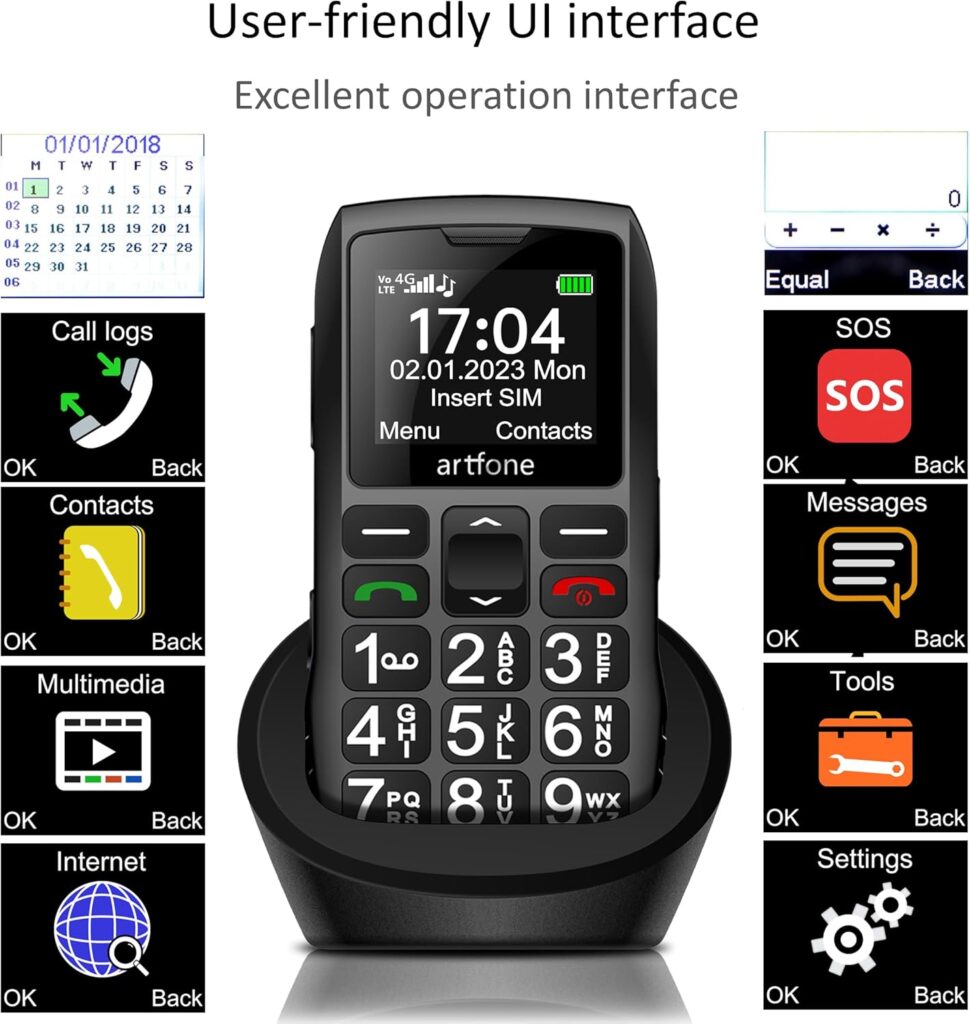KELIN ARTFONE 4G SIM-Free Mobile Phone for The Elderly with Big Button - Mobile Phones for the Hearing Impaired