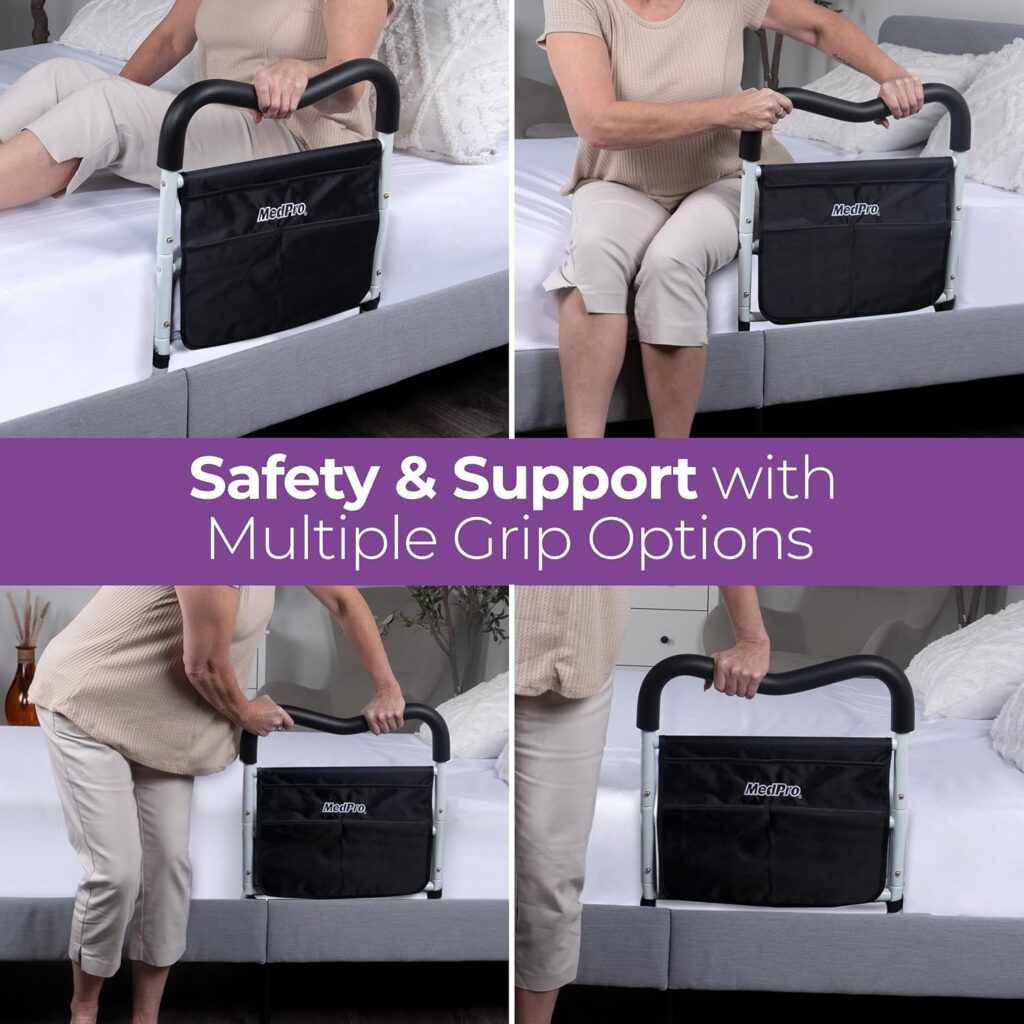 MEDPRO MGrip Bed Rail for Elderly Adults with Storage Pouch - Senior Safety in the Bedroom