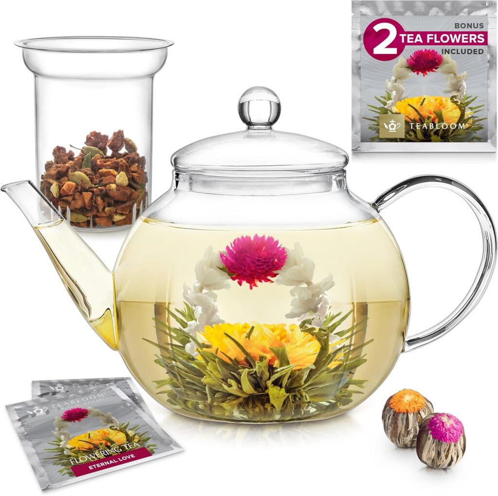 TEABLOOM Stovetop and Microwave Safe Glass Teapot with Removable Infuser - Herbal Remedies for Inflammation