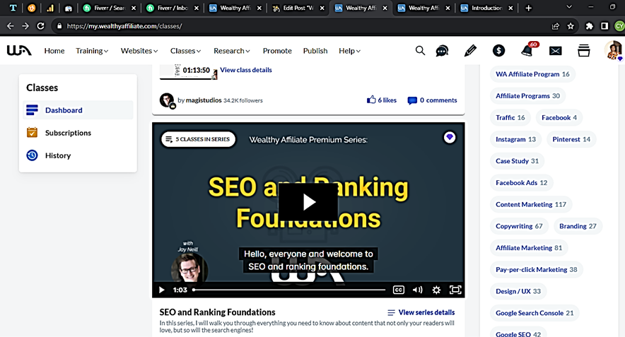 Wealthy Affiliate Classes - SEO Foundation