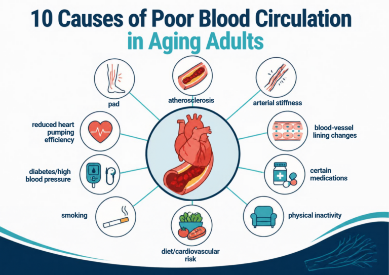10 causes of poor blood circulation in aging adults