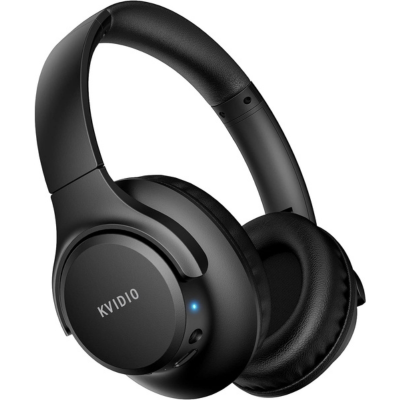 KVIDIO Bluetooth Headphones with Microphone - Black - 6 Best Headphones for Seniors