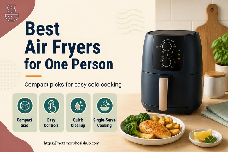 Compact air fryer on a kitchen counter - Best Air Fryers for One Person