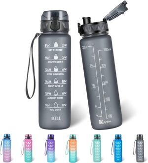 POLYGON-32-oz-Motivational-Water-Bottle-with-Time-Marking - 7 Symptoms of Dehydration in Seniors
