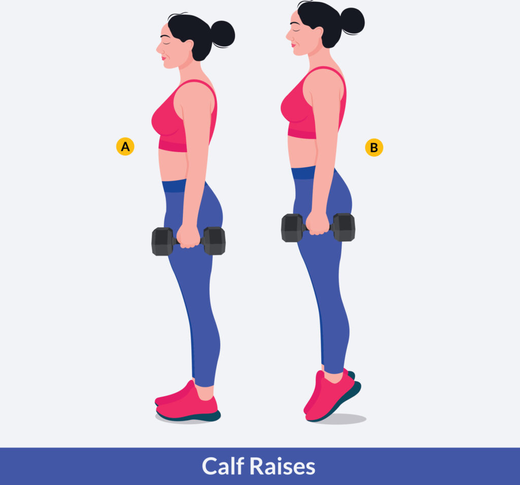 8 Senior Exercise Routines: Highly Effective 10 woman doing calf raises exercise - 8 Senior Exercise Routines