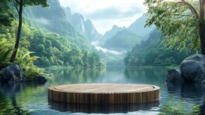 CALM-circular-wooden-platform-floats-on-a-calm-lake-surrounded-by-lush-greenery-and-mountains-in-the-background - 10 Best Relaxation Techniques for Anxiety and Stress