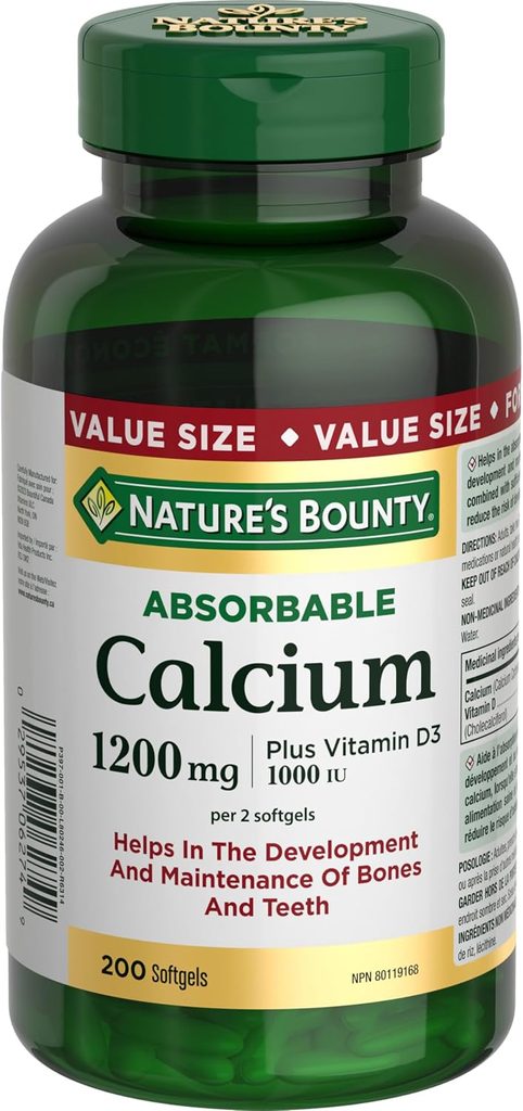 NATUREs BOUNTY Highly Absorbable Calcium with D3 Supplement - Best Calcium for Osteoporosis