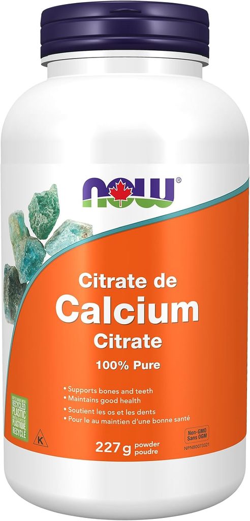 NOW Supplements Calcium Citrate Powder - High Bioavailability - Best Calcium for Osteoporosis