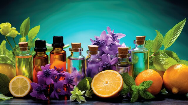 bottles-essential-oil-background-aqua-Effective Overlooked Aromatherapy Oils for Stress
