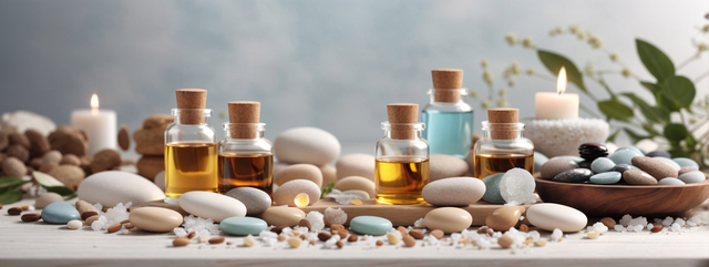 essential-oils-beauty-treatment-items-for-spa-procedures-on-white-towel- Top Aromatherapy Oils for Stress