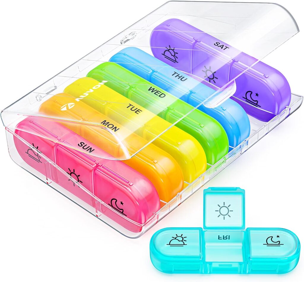 AUVON-Weekly-Pill-Organizer-3-Times-a-Day-Color-Coded - Vitamin Deficiency and Leg Cramps