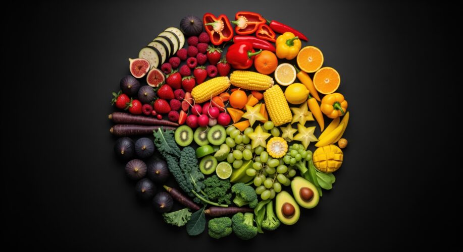 colorful-fresh-fruits-and-vegetables-arranged-in-a-vibrant_circle-Vitamin Deficiency and Leg Cramps