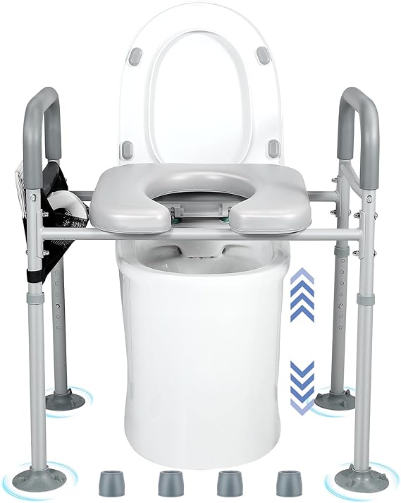 TAKUYADA Raised Toilet Seat with Handles - Top Safe Raised Toilet Seat with Arms for Seniors