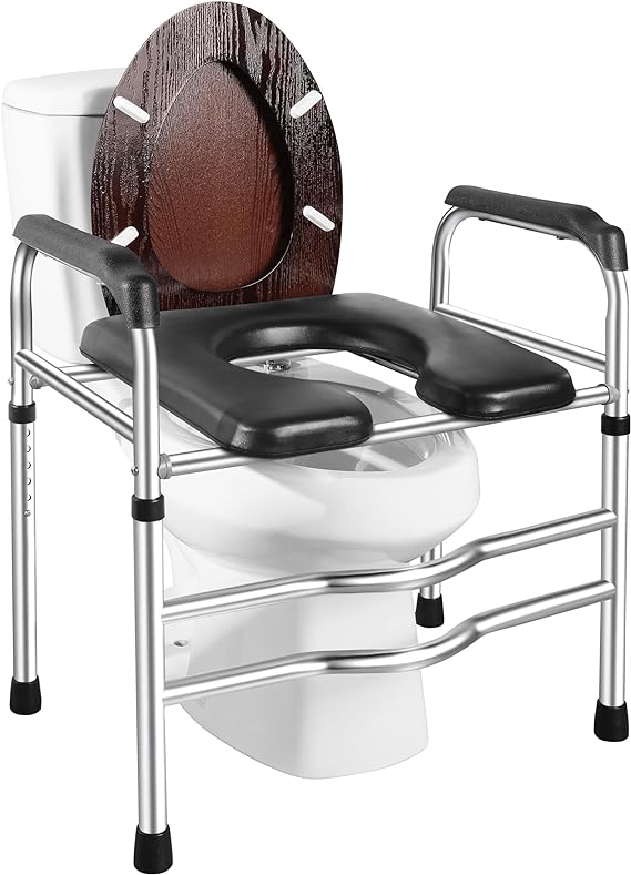 DEEWOW Raised Toilet Seat with Handles - Top Safe Raised Toilet Seat With Arms for Seniors