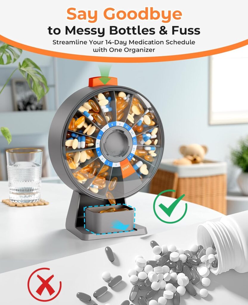 DAVIKY Large Pill 14 Days Organizer Dispenser - Effective Medication Management for Older Adults