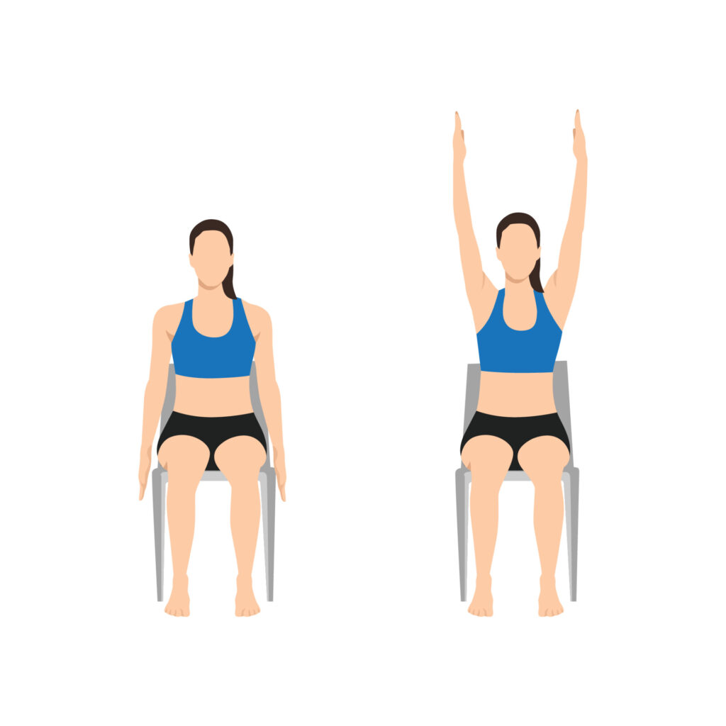 Simple Seated Exercises for Seniors: 7 Day Gentle Movement 5 woman-doing-chair-raised-hands-pose - Seated Exercises for Seniors