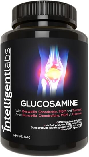 INTELLIGENT LABS Triple Strength Glucosamine Sulfate Complex 1500mg, With Boswellia, Chondroitin, MSM and Turmeric - Medication for Arthritis