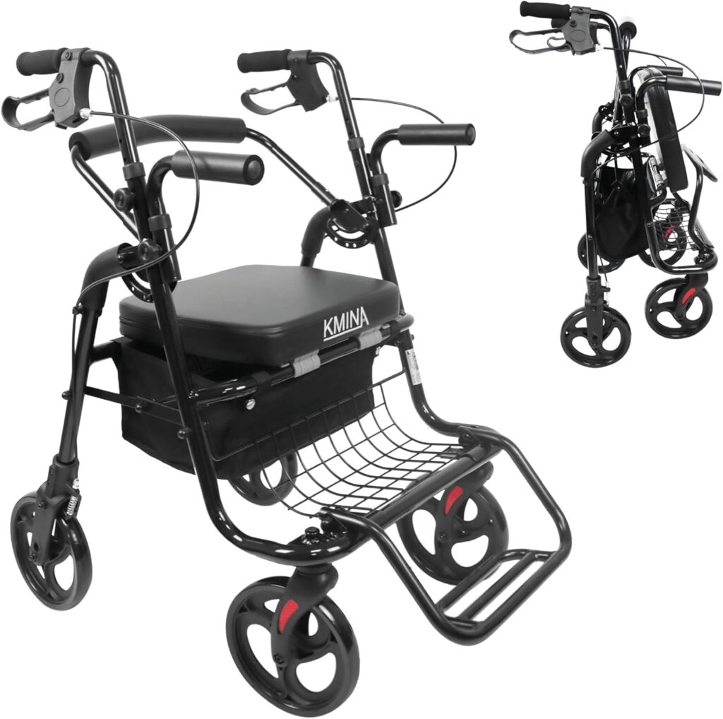 Amazon Prime Big Deal Days Canada 2025: Senior Health, Mobility & Home Safety Deals 12 KMINA Walker for Seniors with seat- Foldable - Amazon Prime Big Deal Days Canada