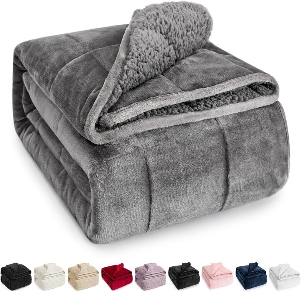 Amazon Prime Big Deal Days Canada 2025: Senior Health, Mobility & Home Safety Deals 32 WEMORE Sherpa Fleece Weighted Blanket for Adults 15lbs - Amazon Prime Big Deal Days Canada