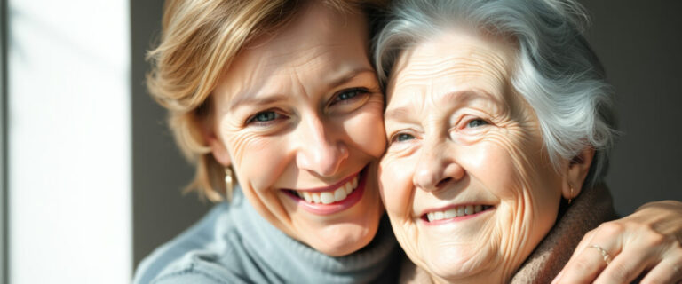 portrait-of-a-young-woman-embracing-her-elderly-mother - Caregiver for Family Member