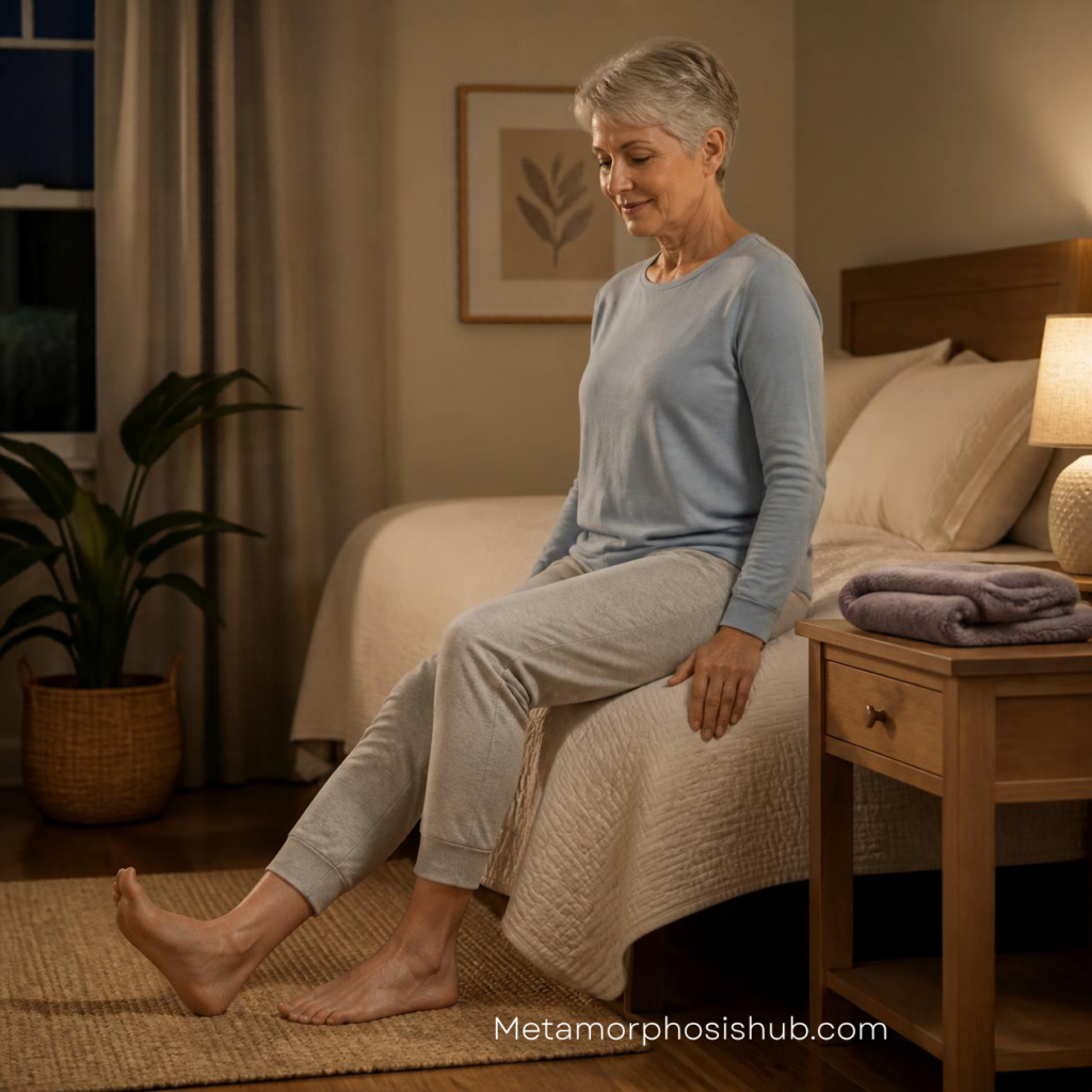 Senior following a bedtime routine for restless leg syndrome -Manage Restless Leg Syndrome