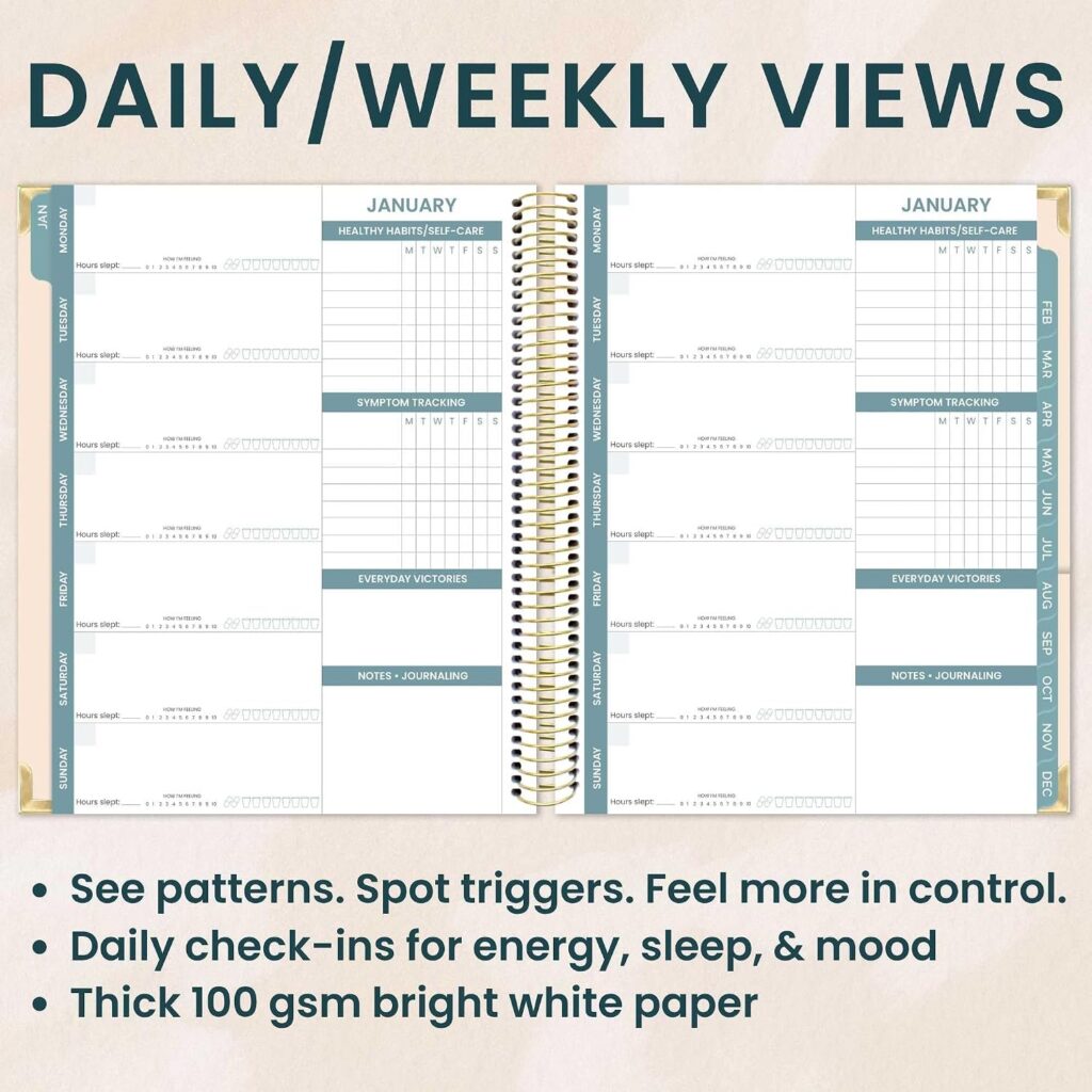 bloom Daily Planners Undated Chronic Illness Planner - Medical Journal - Manage Restless Leg Syndrome
