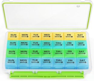 BUG HULL Monthly Pill Organizer 4 Weeks Moisture-Proof Pill Box for Travel - How to Manage Multiple Prescriptions