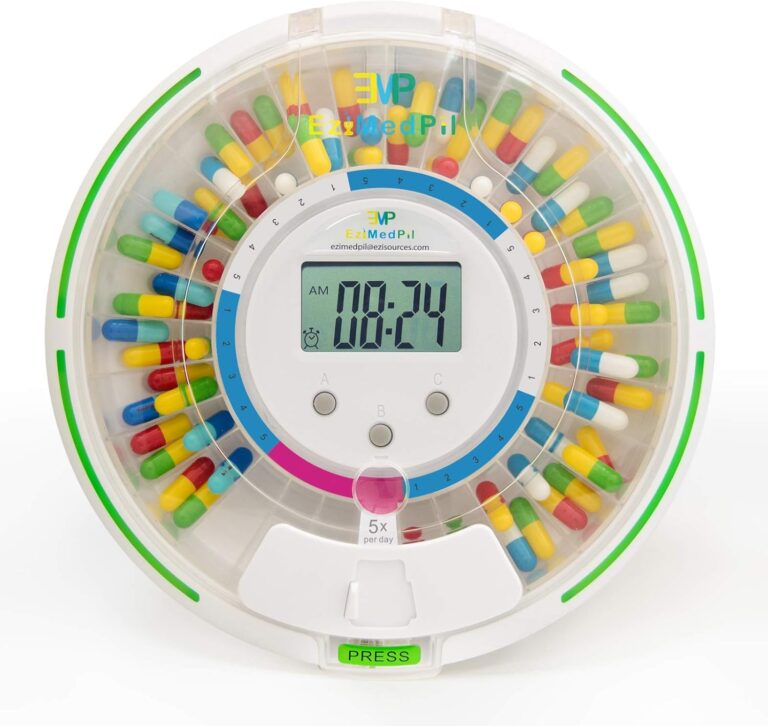 EZIMEDPIL Dspenser with 6 Alarms and Light - Best Pill Organizers for Dementia