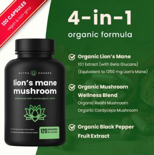 NUTRACHAMPS Organic Lions Mane Supplement - How to Boost Brain Power - 10 Spices That Help